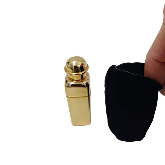 RARE Hermes GOLD AEROSPRAY Caleche Spray w Velvet Pouch 2.5" BOTTLE w Lid Vntg - Picture 10 of 12
